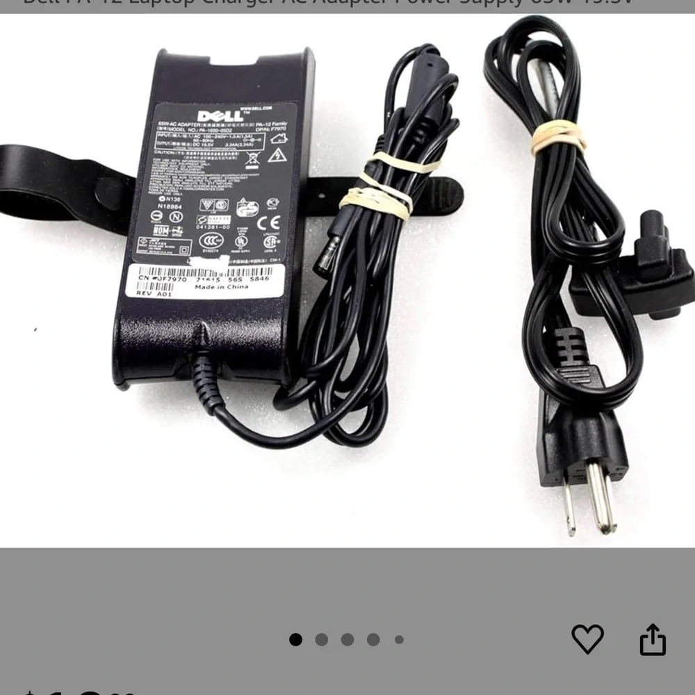 Dell Black Power Adapter with Cable